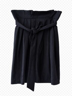 Frank and Oak Navy Pinstripe Wool Blend Paperbag Skirt M
